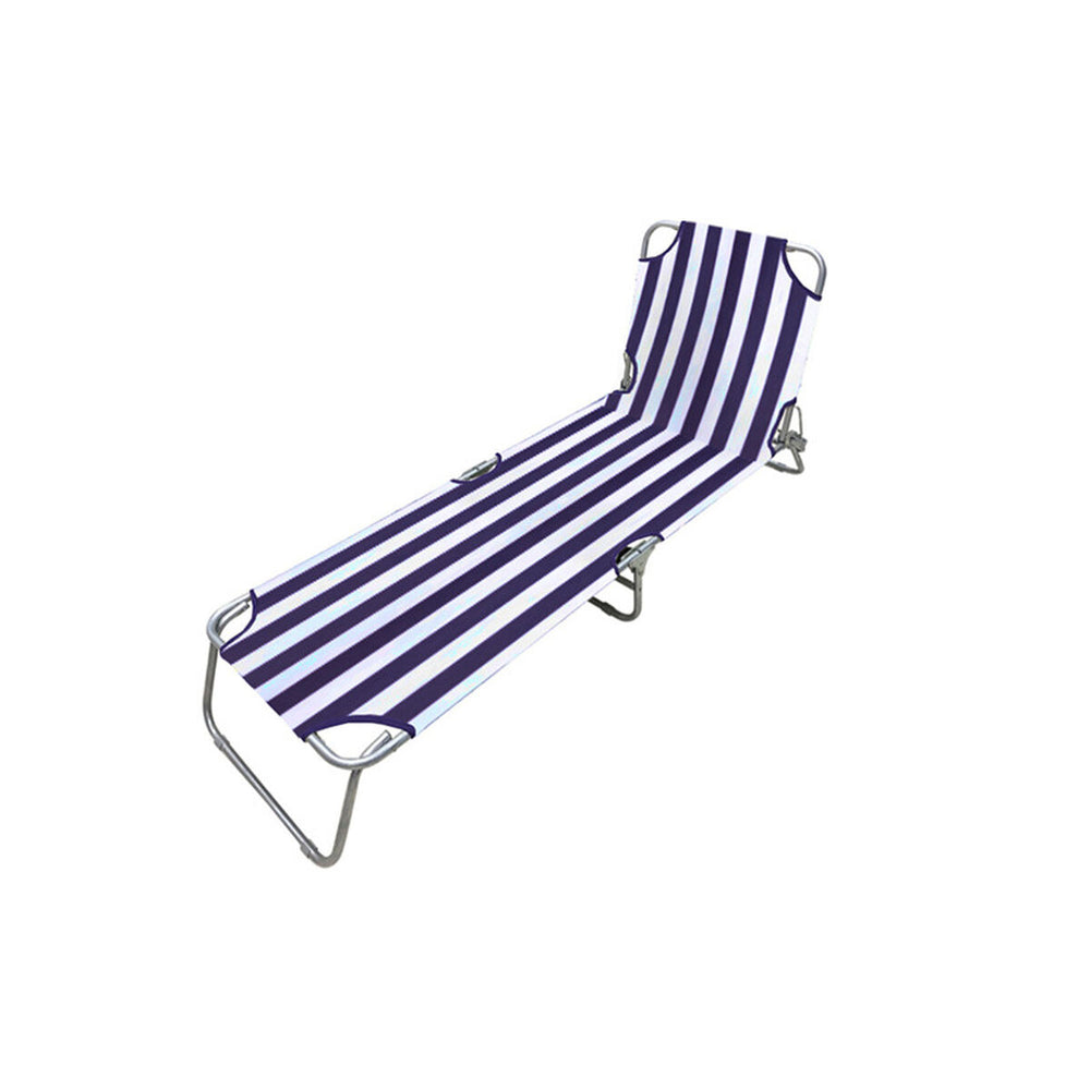 Marbueno Sdraio Pieghevole in Acciaio Righe Blu e Bianche Spiaggia e Piscina 187X55X24 cm 10020