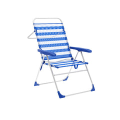 Marbueno Sedia Pieghevole 5 Posizioni Alluminio Righe Blu e Bianco Spiaggia e Piscina 59X61X97 cm 10315