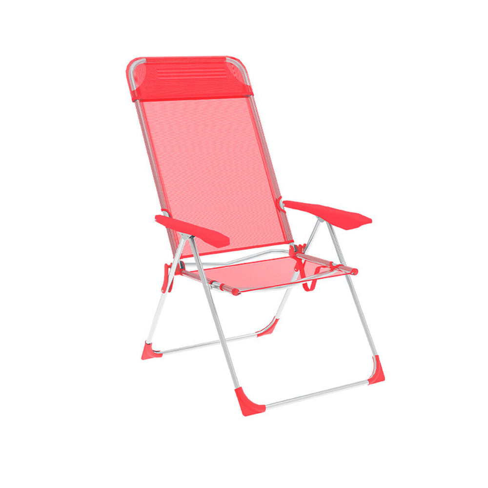 Marbueno Sedia Pieghevole 5 Posizioni Alluminio con Cuscino Corallo Spiaggia e Piscina 69X58X110 cm 10360
