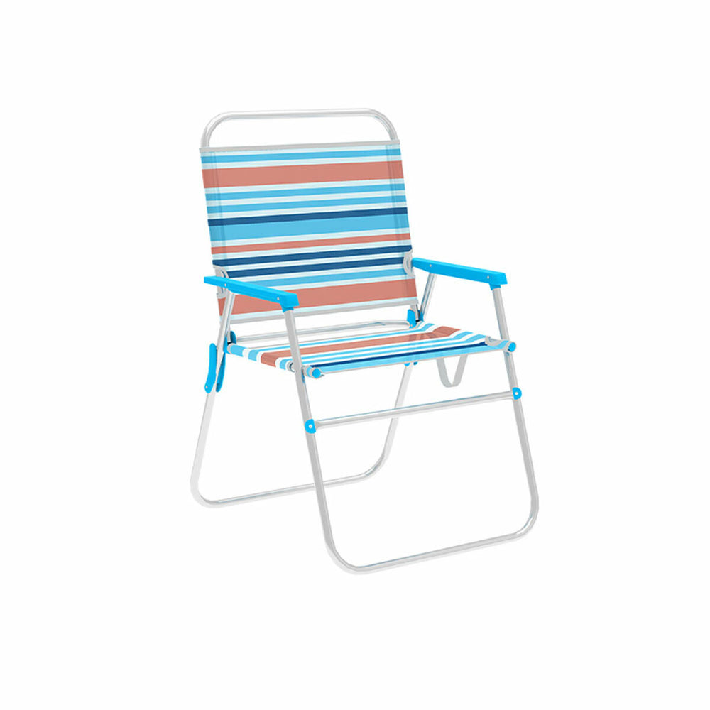 Marbueno Sedia Pieghevole Alluminio Strisce Arancioni e Blu Spiaggia 52X56X80 cm