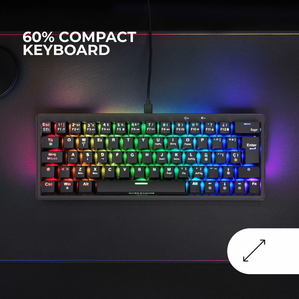 Tastiera per Giochi Mars Gaming MKMINIPROYES Nero Qwerty US