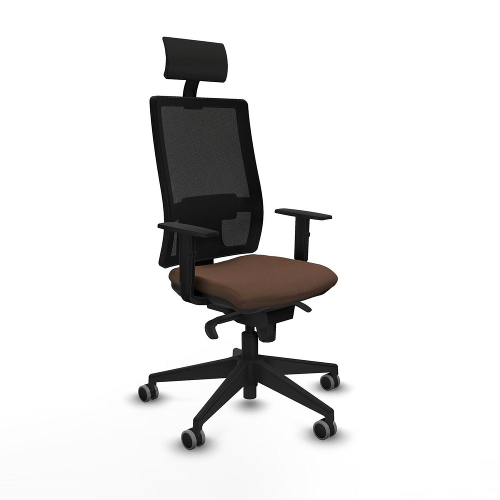 Silla de Oficina con Cabecero Piqueras y Crespo 1D066G1 Marrón oscuro