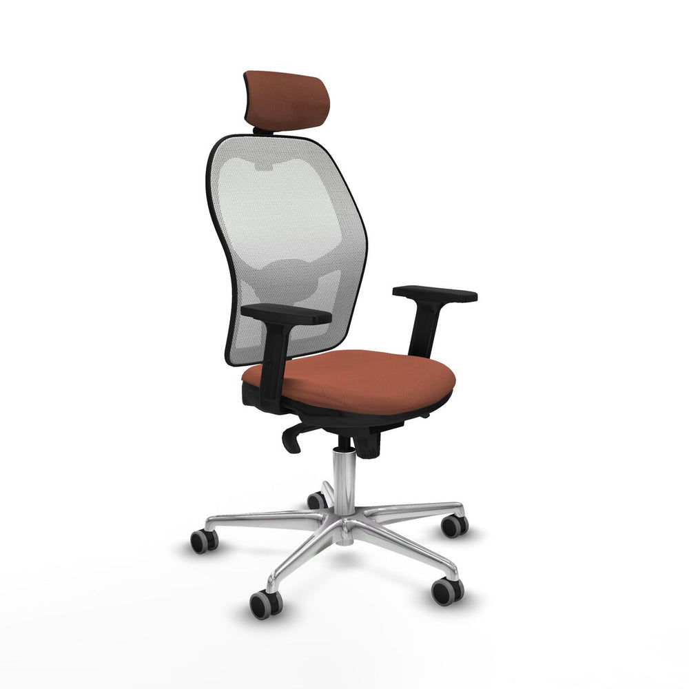 Silla de Oficina con Cabecero Piqueras y Crespo 2D086G2 Blanco Marrón