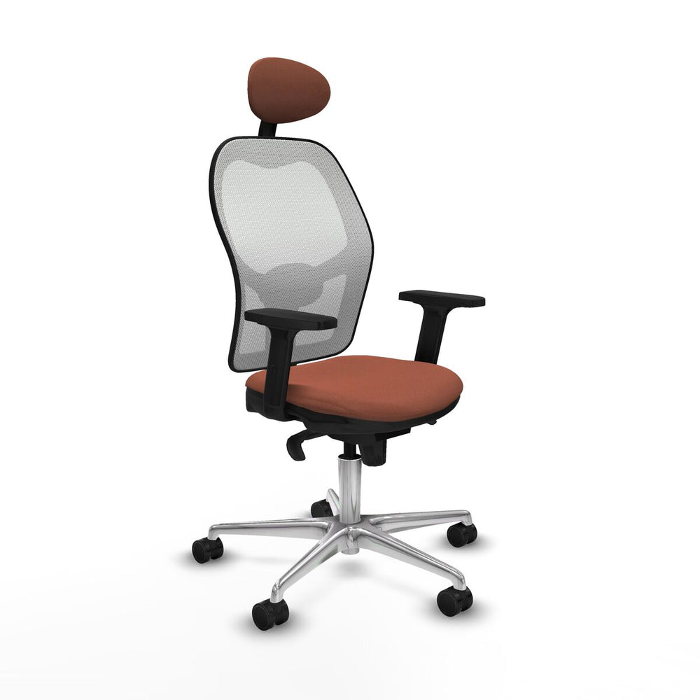 Sedia Ufficio con Poggiatesta Piqueras y Crespo 2D086N1 Bianco Marrone