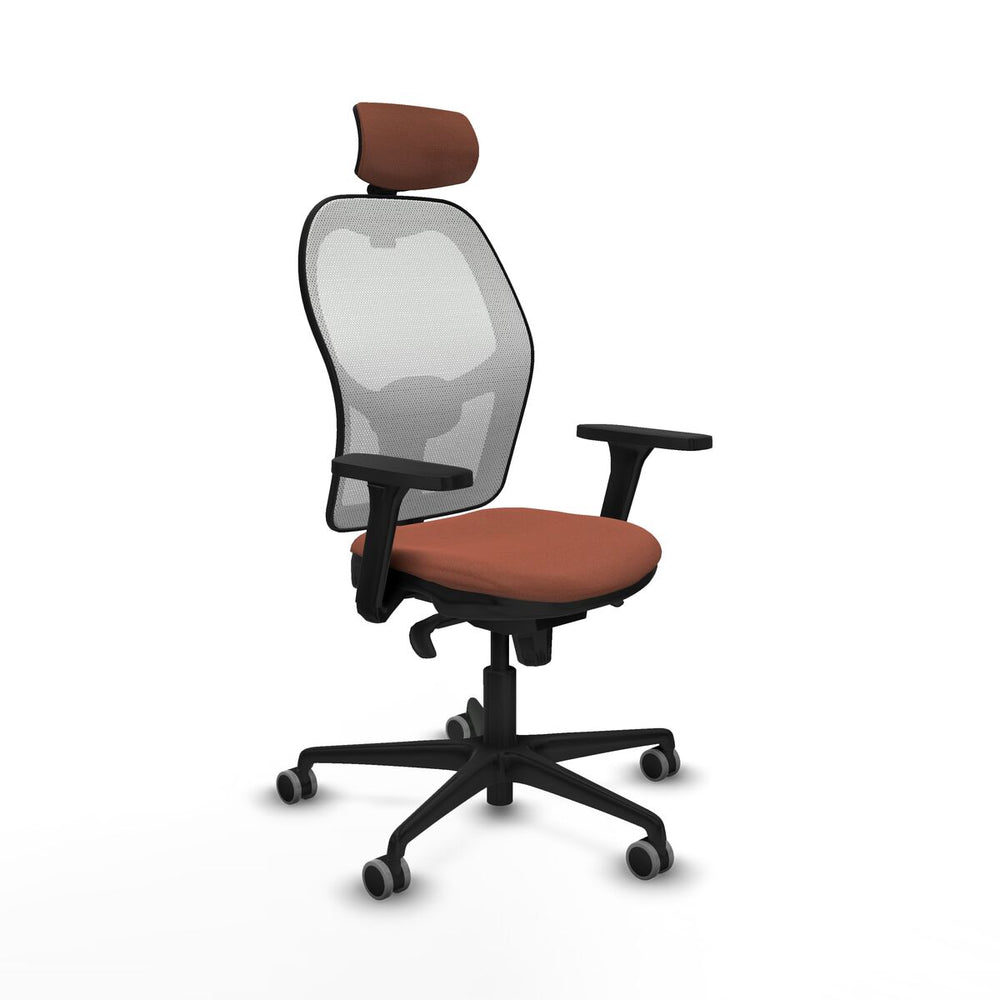 Silla de Oficina con Cabecero Piqueras y Crespo 3D036G2 Blanco Marrón