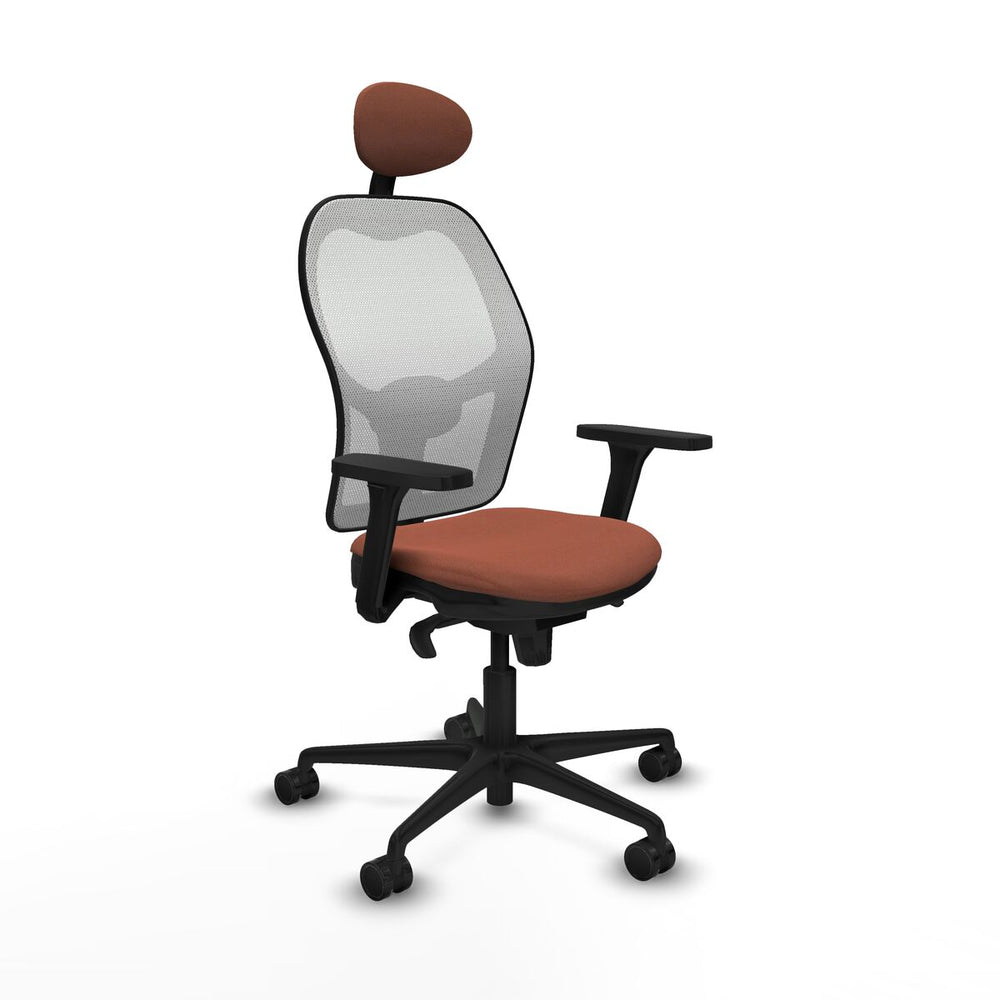 Sedia Ufficio con Poggiatesta Piqueras y Crespo 3D036N1 Bianco Marrone