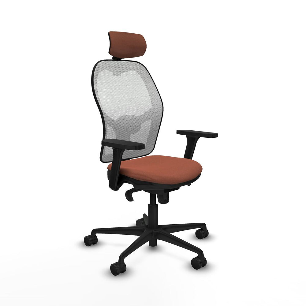 Silla de Oficina con Cabecero Piqueras y Crespo 3D036N2 Blanco Marrón