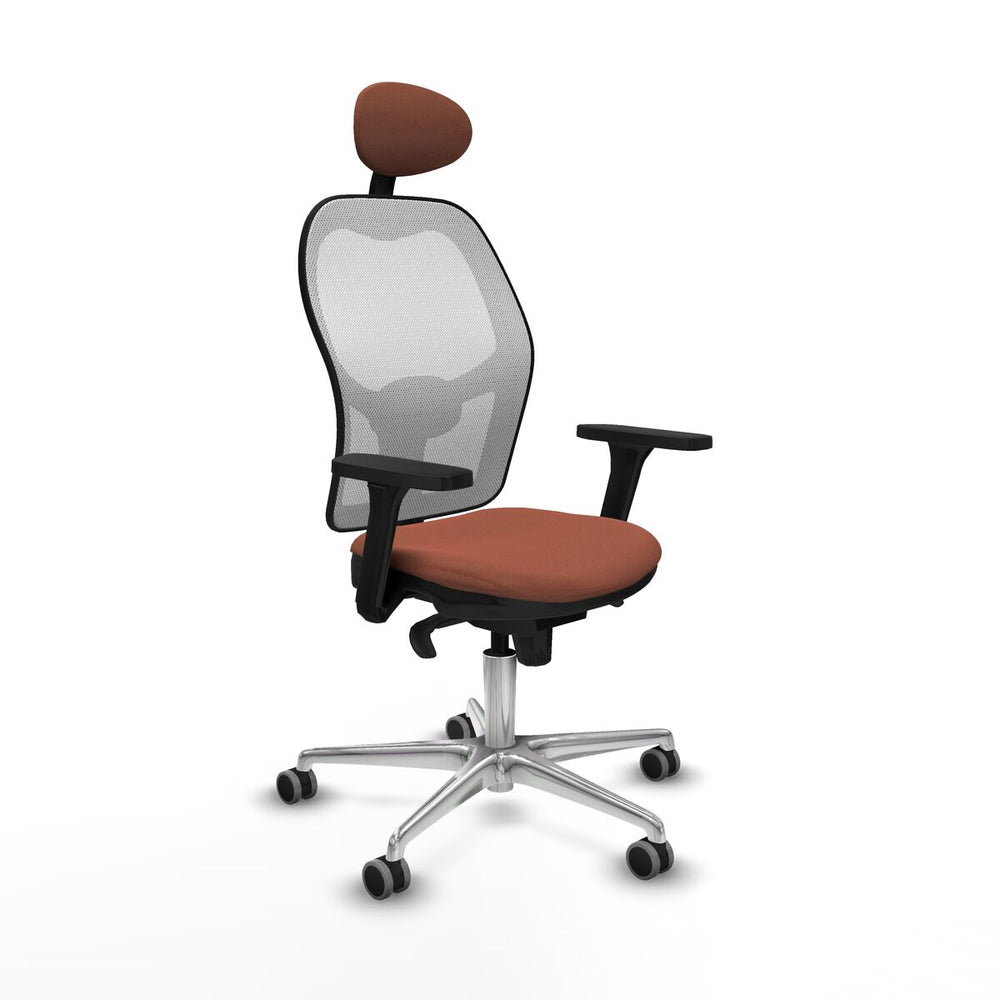 Sedia Ufficio con Poggiatesta Piqueras y Crespo 3D086G1 Bianco Marrone