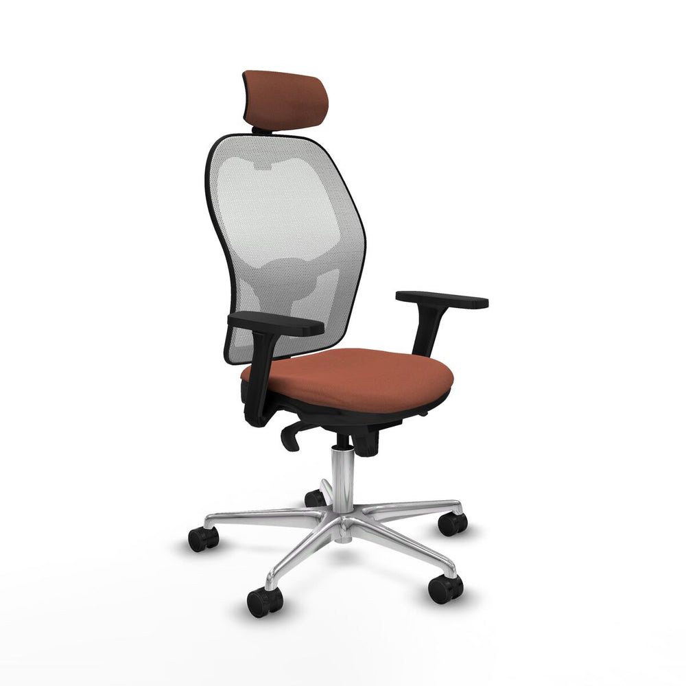 Sedia Ufficio con Poggiatesta Piqueras y Crespo 3D086N2 Bianco Marrone