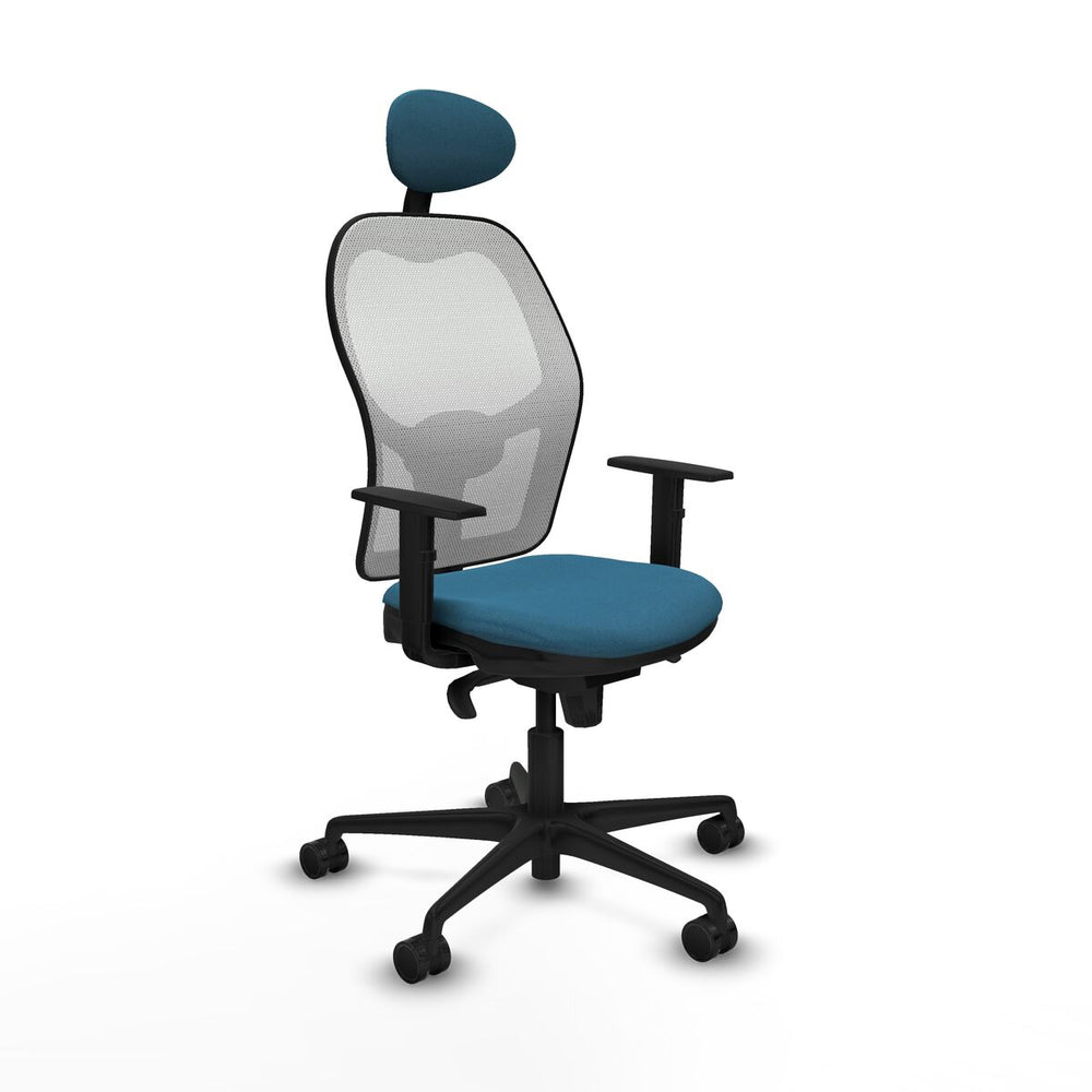Sedia Ufficio con Poggiatesta Jorquera Piqueras y Crespo 1D036N1 Bianco Verde petrolio