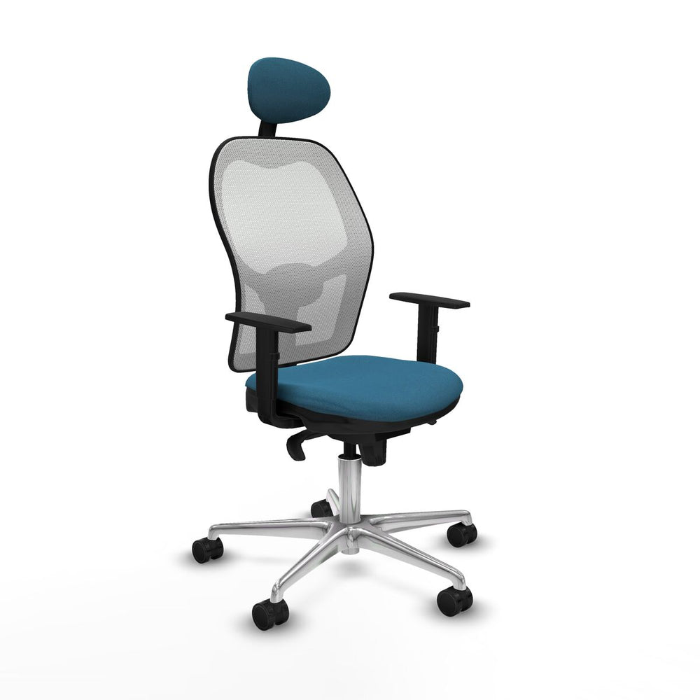 Sedia Ufficio con Poggiatesta Jorquera Piqueras y Crespo 1D086N1 Bianco Verde petrolio