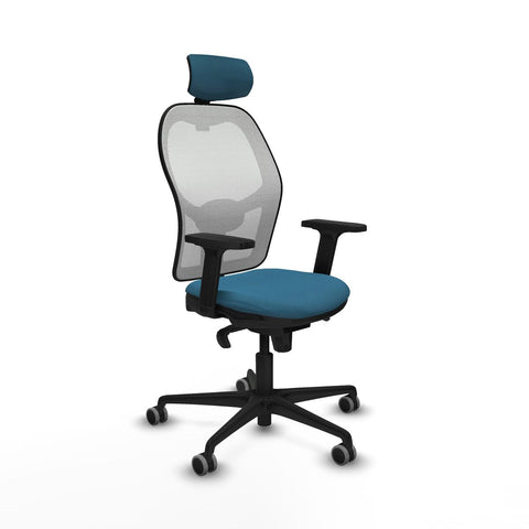 Sedia Ufficio con Poggiatesta Piqueras y Crespo 2D036G2 Bianco Verde petrolio
