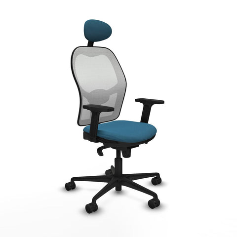 Sedia Ufficio con Poggiatesta Piqueras y Crespo 2D036N1 Bianco Verde petrolio