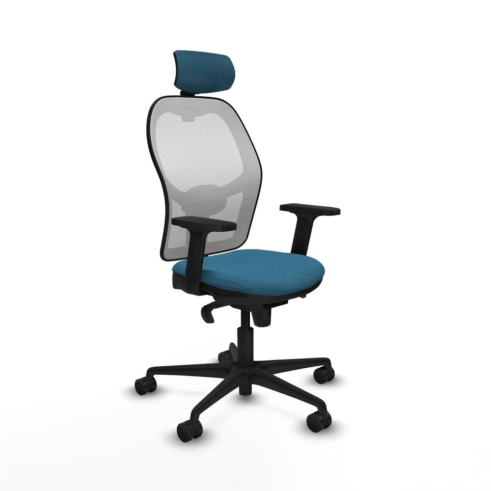 Silla de Oficina con Cabecero Piqueras y Crespo 2D036N2 Blanco Verde petróleo