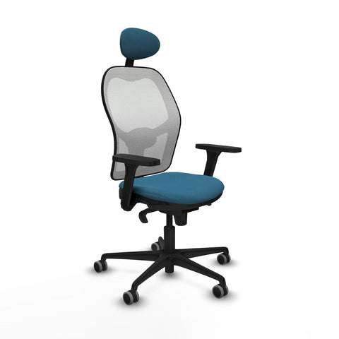 Sedia Ufficio con Poggiatesta Piqueras y Crespo 3D036G1 Bianco Verde petrolio
