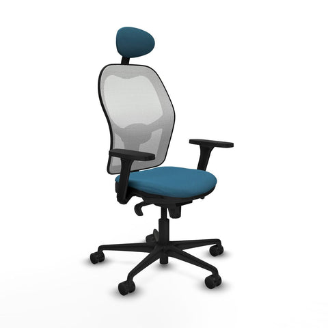 Sedia Ufficio con Poggiatesta Piqueras y Crespo 3D036N1 Bianco Verde petrolio