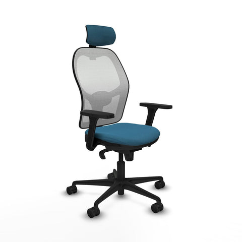 Sedia Ufficio con Poggiatesta Piqueras y Crespo 3D036N2 Bianco Verde petrolio