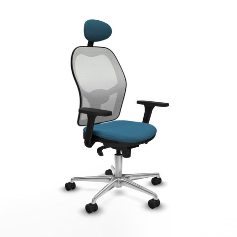 Sedia Ufficio con Poggiatesta Piqueras y Crespo 3D086N1 Bianco Verde petrolio