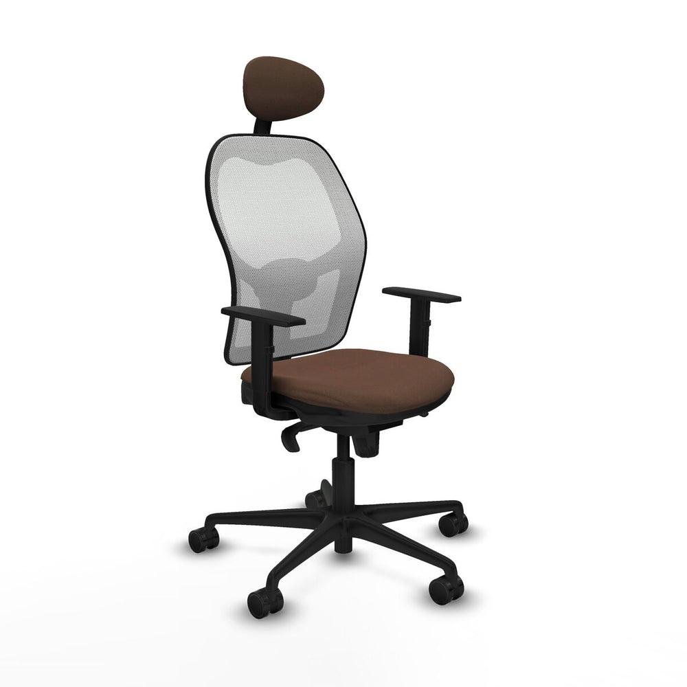 Sedia Ufficio con Poggiatesta Jorquera Piqueras y Crespo 1D036N1 Bianco Marrone scuro