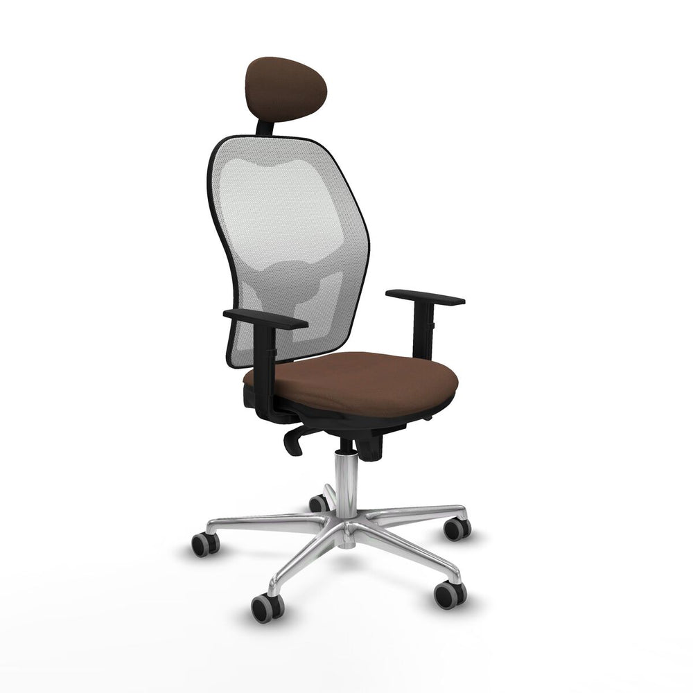 Sedia Ufficio con Poggiatesta Jorquera Piqueras y Crespo 1D086G1 Bianco Marrone scuro