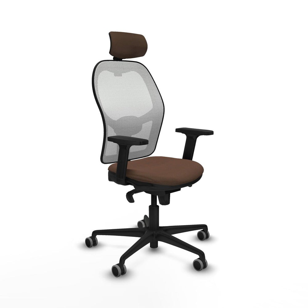 Sedia Ufficio con Poggiatesta Piqueras y Crespo 2D036G2 Bianco Marrone scuro
