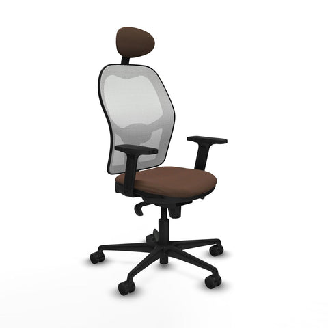 Sedia Ufficio con Poggiatesta Piqueras y Crespo 2D036N1 Bianco Marrone scuro