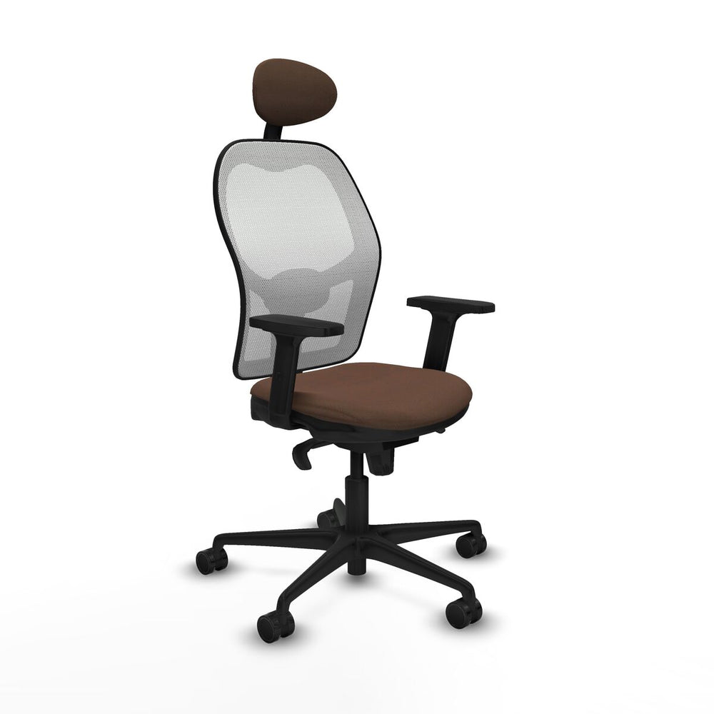 Sedia Ufficio con Poggiatesta Piqueras y Crespo 2D036N1 Bianco Marrone scuro