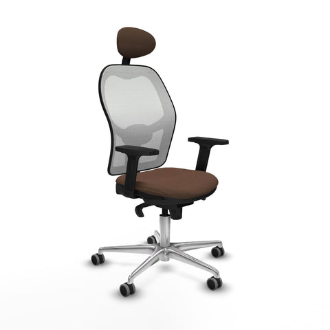 Sedia Ufficio con Poggiatesta Piqueras y Crespo 2D086G1 Bianco Marrone scuro