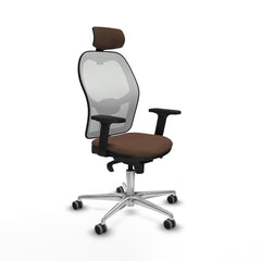 Silla de Oficina con Cabecero Piqueras y Crespo 2D086G2 Blanco Marrón oscuro