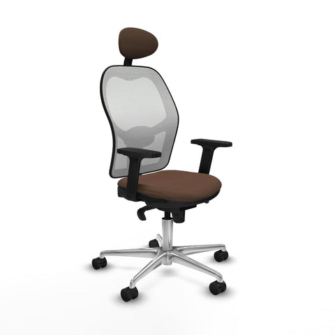 Sedia Ufficio con Poggiatesta Piqueras y Crespo 2D086N1 Bianco Marrone scuro