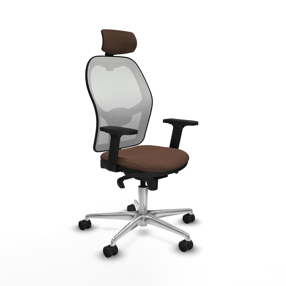 Sedia Ufficio con Poggiatesta Piqueras y Crespo 2D086N2 Bianco Marrone scuro