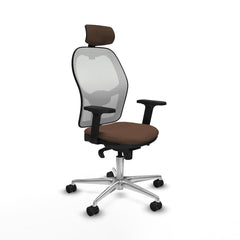 Sedia Ufficio con Poggiatesta Piqueras y Crespo 2D086N2 Bianco Marrone scuro