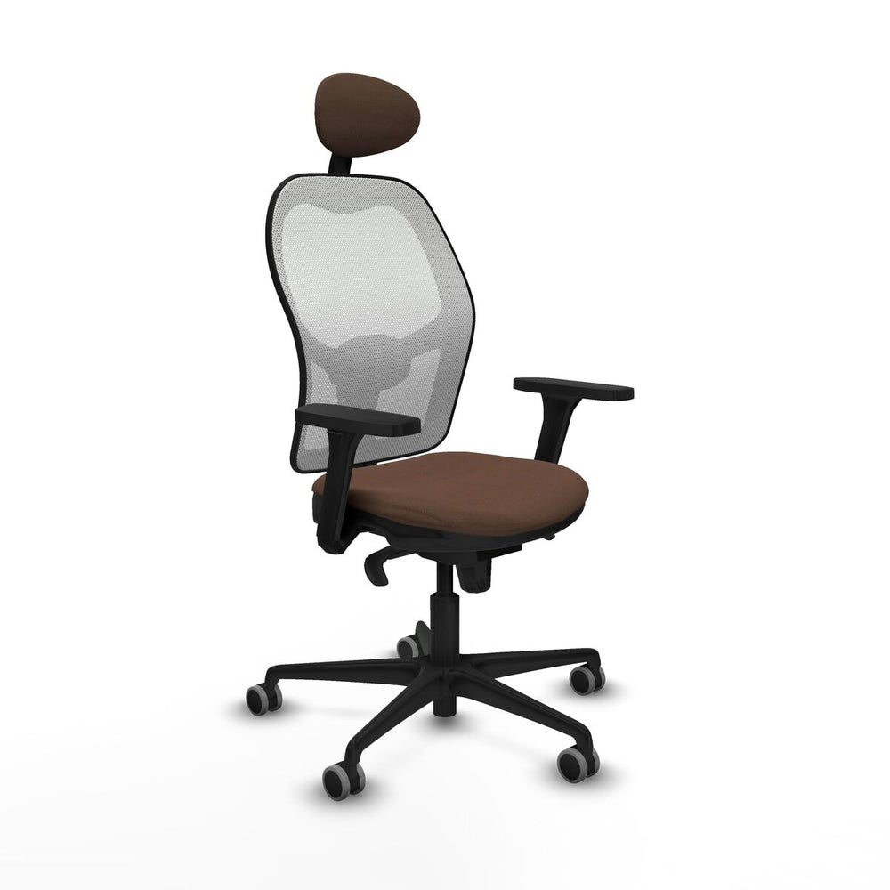 Sedia Ufficio con Poggiatesta Piqueras y Crespo 3D036G1 Bianco Marrone scuro