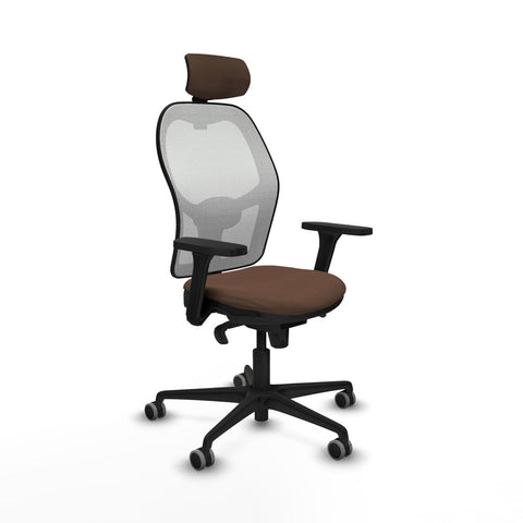 Sedia Ufficio con Poggiatesta Piqueras y Crespo 3D036G2 Bianco Marrone scuro