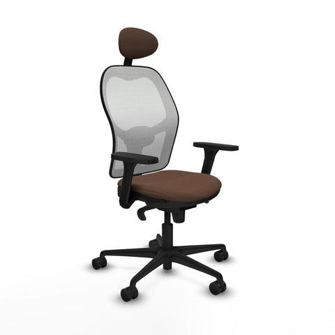Sedia Ufficio con Poggiatesta Piqueras y Crespo 3D036N1 Bianco Marrone scuro