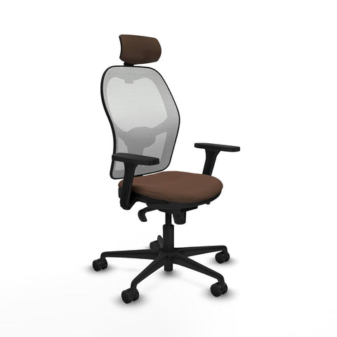 Sedia Ufficio con Poggiatesta Piqueras y Crespo 3D036N2 Bianco Marrone scuro