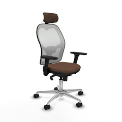 Sedia Ufficio con Poggiatesta Piqueras y Crespo 3D086N2 Bianco Marrone scuro