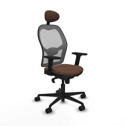 Silla de Oficina con Cabecero Piqueras y Crespo 2D036N1 Gris Marrón oscuro
