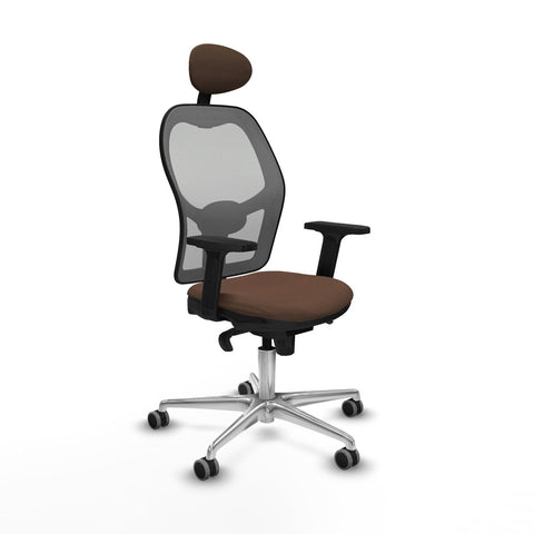 Sedia Ufficio con Poggiatesta Piqueras y Crespo 2D086G1 Grigio Marrone scuro
