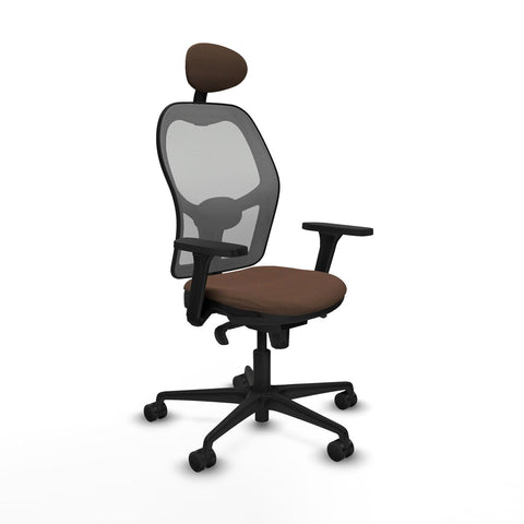 Sedia Ufficio con Poggiatesta Piqueras y Crespo 3D036N1 Grigio Marrone scuro