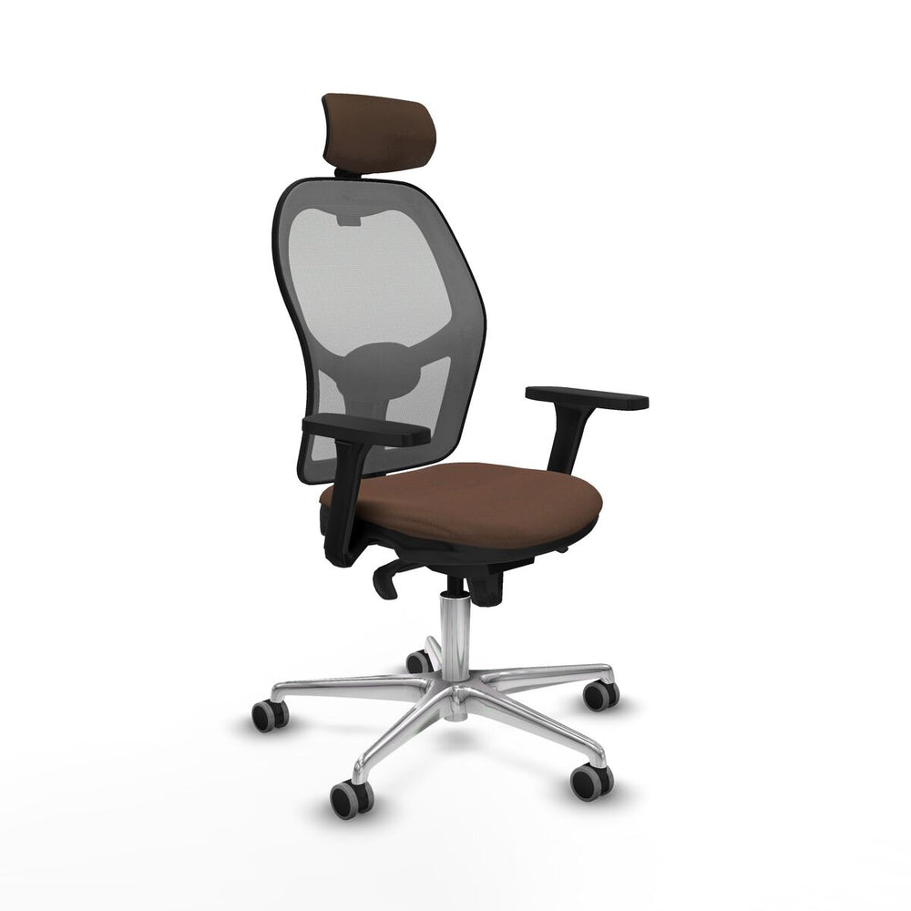 Sedia Ufficio con Poggiatesta Piqueras y Crespo 3D086G2 Grigio Marrone scuro