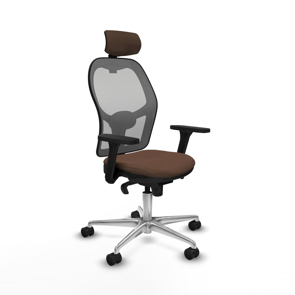 Sedia Ufficio con Poggiatesta Piqueras y Crespo 3D086N2 Grigio Marrone scuro