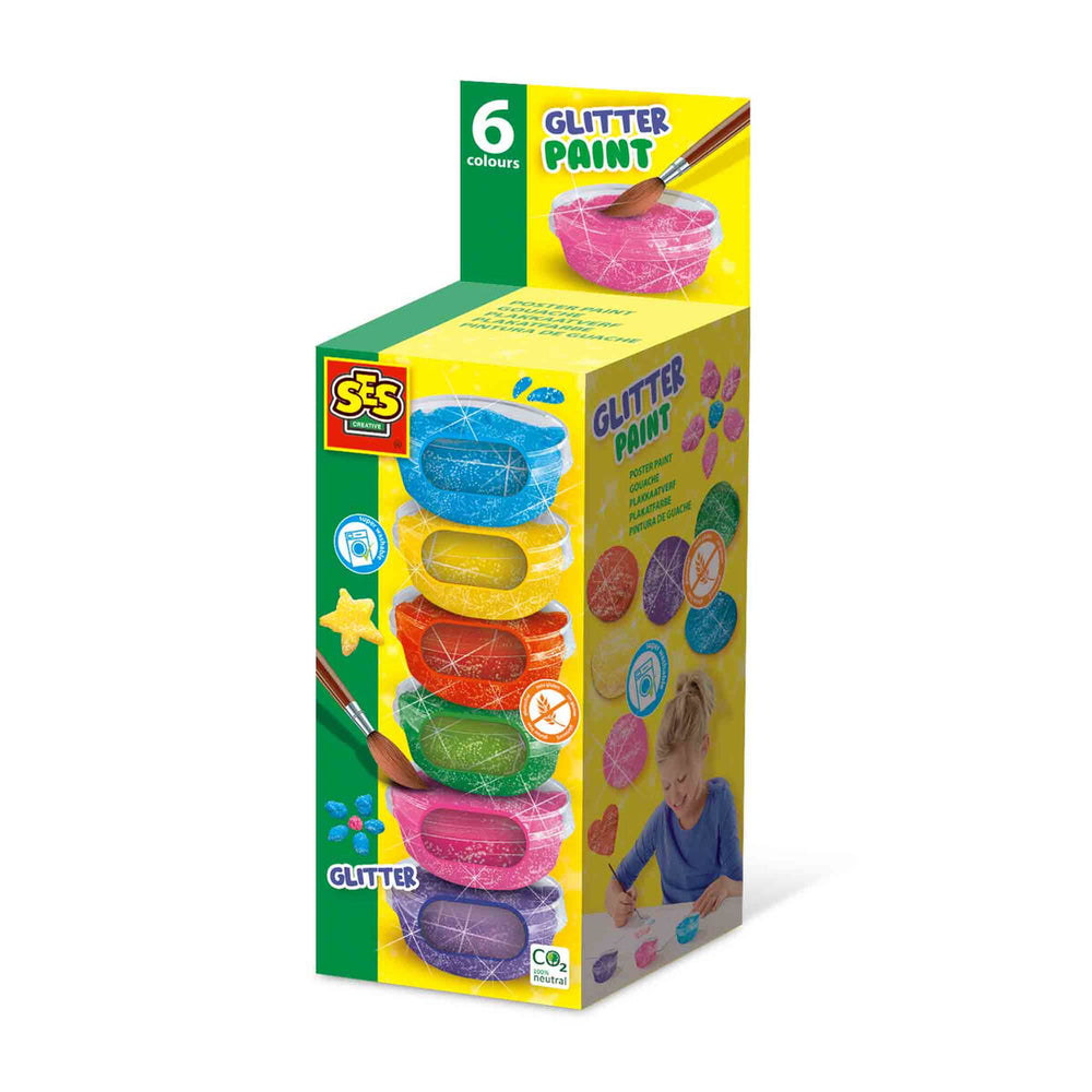 Set da Disegno SES Creative Glitter Gouache (6 Unità)