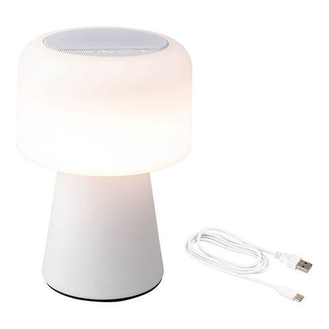 Lampada LED con altoparlante Bluetooth e caricabatterie senza fili Lumineo 894417 Bianco Ricaricabile