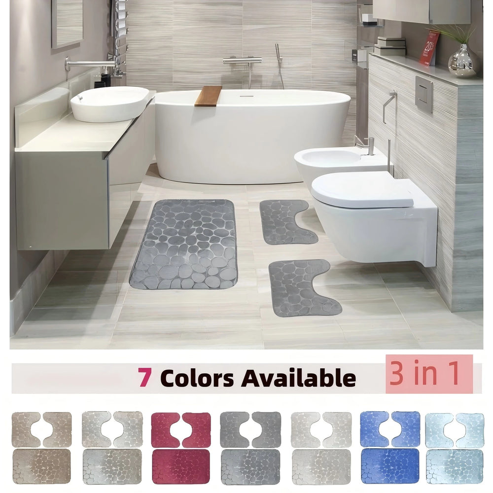 Set 3 Tappeti Bagno HOMEZEN HOUSEHOLD LINEN Microfibra