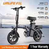 Bicicletta elettrica Urlife F1L 500W, batteria rimovibile da 48V 7,5Ah, autonomia di 64 km, tempo di ricarica 3 ore, e-bike per adulti.