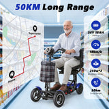 Scooter elettrico a 4 ruote con doppio motore da 500 W, batteria al litio da 36 V 18 Ah, leggero, pieghevole, autonomia di 50 km.