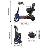 Scooter elettrico a 4 ruote con doppio motore da 500 W, batteria al litio da 36 V 18 Ah, leggero, pieghevole, autonomia di 50 km.