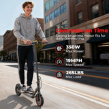 Monopattino elettrico da 350W, velocità massima 19 km/h, cambio a 3 velocità, autonomia 32 km,
