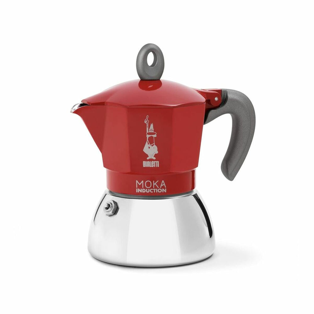 Caffettiera Bialetti Moka Cafettiera Italiana Nero Rosso Acciaio inossidabile Alluminio 90 ml 100 ml 2 Tazze 1 Pezzi